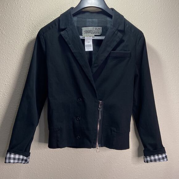 NWT I’OGAN Women Black Cropped Moto Blazer/Jacket from Barney’s New York Size XS - Picture 2 of 15